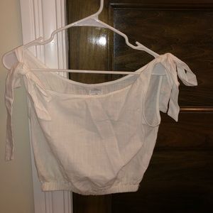 Princess Polly white, tie shoulder cropped top